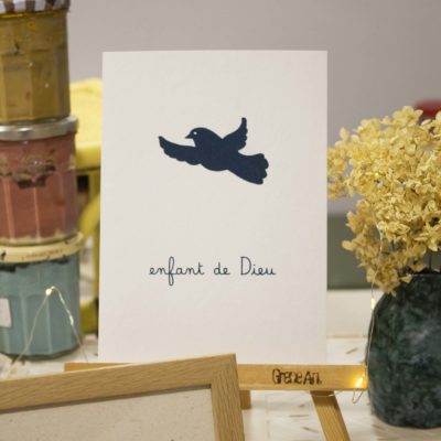 Sérigraphie A5 Colombe bleue - papier blanc