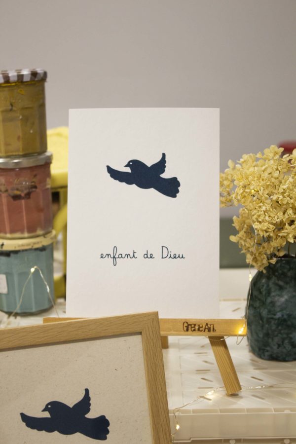 Sérigraphie A5 Colombe bleue - papier blanc