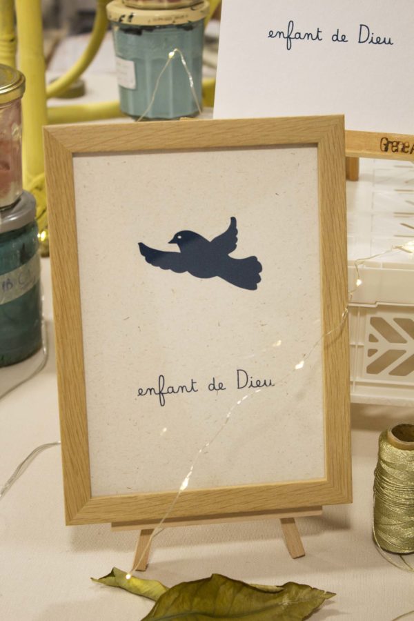 Sérigraphie A5 Colombe bleue - papier ivoire