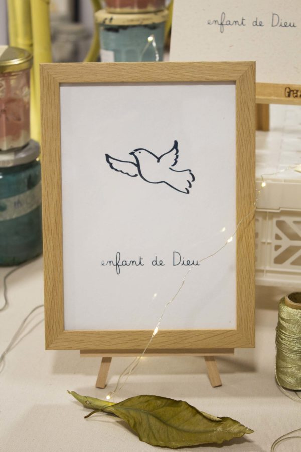 Sérigraphie A5 Silhouette de colombe bleu - papier blanc