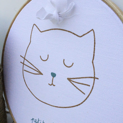 Tambour - Petit chat - turquoise