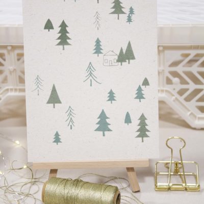 Sérigraphie A5 papier ivoire - Nuances de sapins