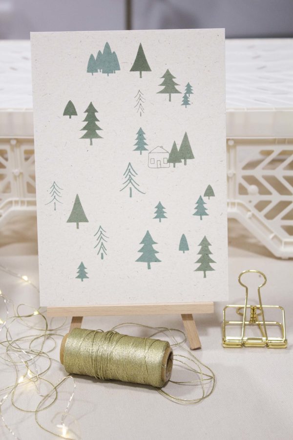 Sérigraphie A5 papier ivoire - Nuances de sapins