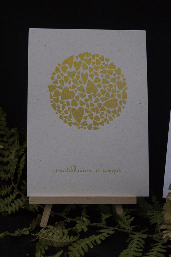 Affiche A5 papier ivoire - Constellation de pétales - Doré – Image 2