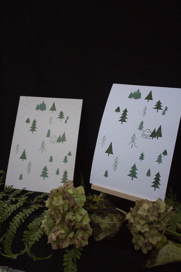 Affiche A5 papier blanc - Nuances de sapins