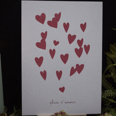 Sérigraphie pluie d'amour - rouge