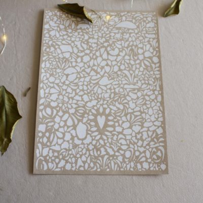 Sérigraphie Coeur éclatant - blanc sur papier brun