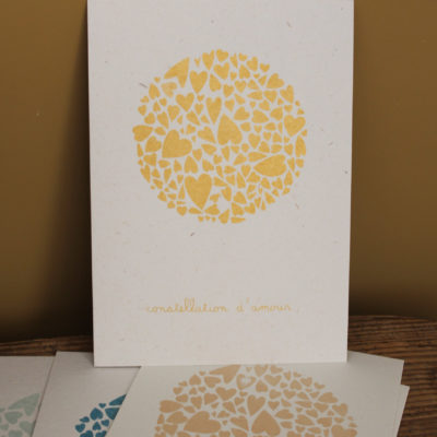 Sérigraphie A5 - Constellation d'amour en rond - Doré