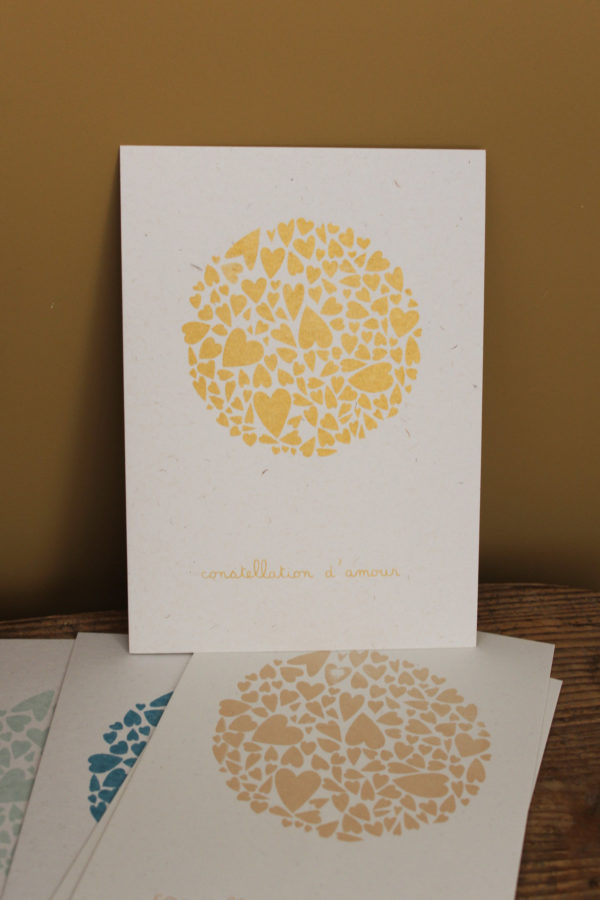 Sérigraphie A5 - Constellation d'amour en rond - Doré