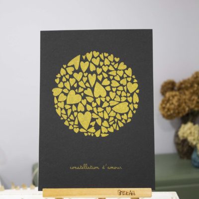 Sérigraphie Constellation d'amour dorée - papier noir