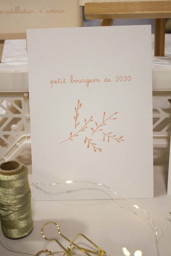 Sérigraphie A5 papier - Petit bourgeon de 2020 - rose orangé