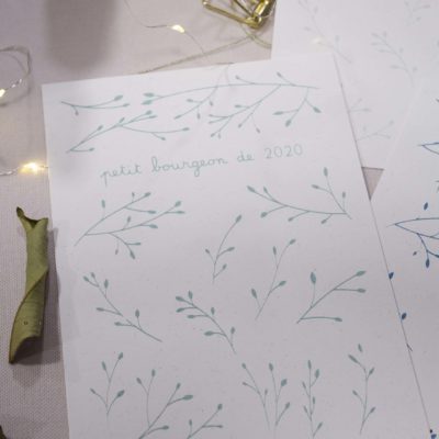 Sérigraphie A5 papier - Petit bourgeon de 2020 - vert