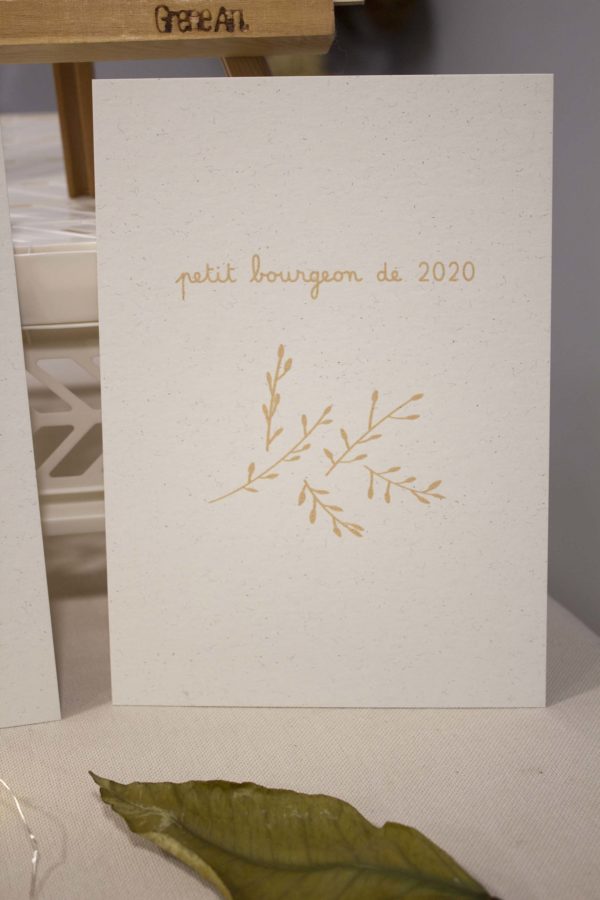 Sérigraphie A5 papier - Petit bourgeon de 2020 - beige