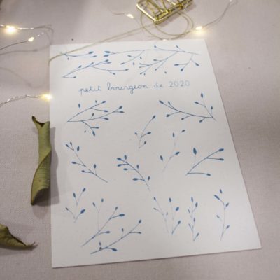 Sérigraphie A5 papier - Petit bourgeon de 2020 - bleu