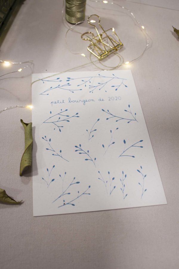Sérigraphie A5 papier - Petit bourgeon de 2020 - bleu