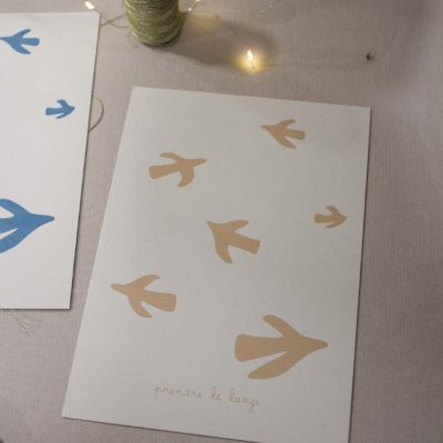 Sérigraphie A5 papier - Prendre le large - beige