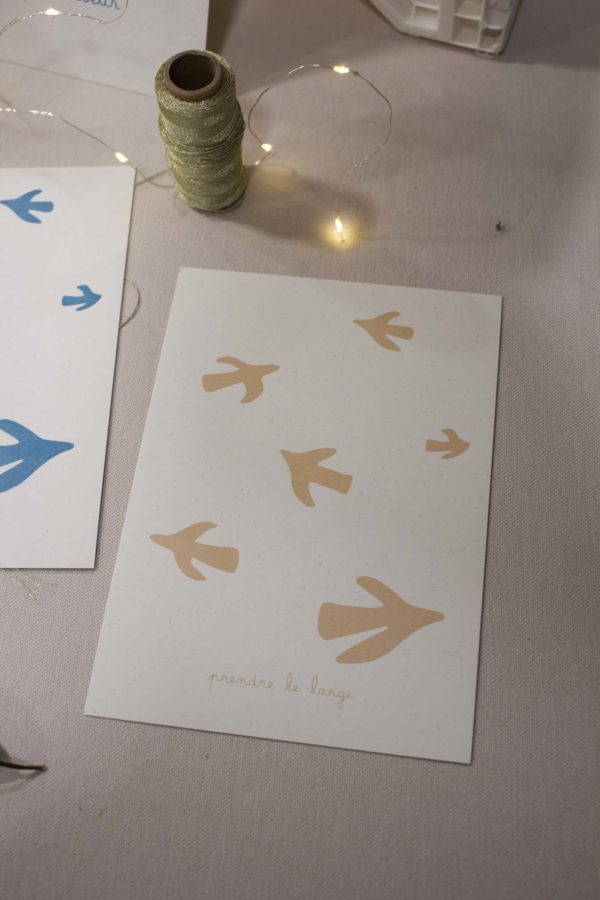 Sérigraphie A5 papier - Prendre le large - beige