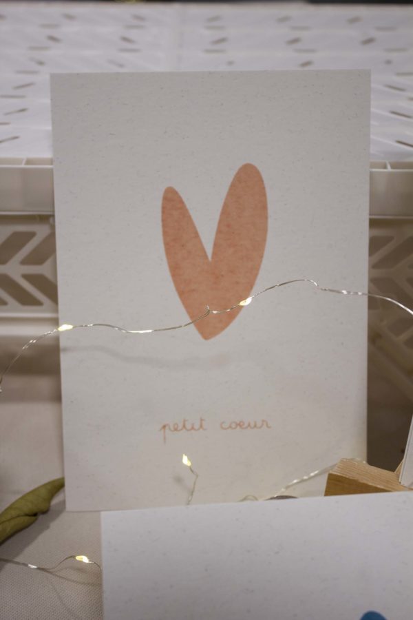 Sérigraphie A5 Petit coeur - Rose orangé