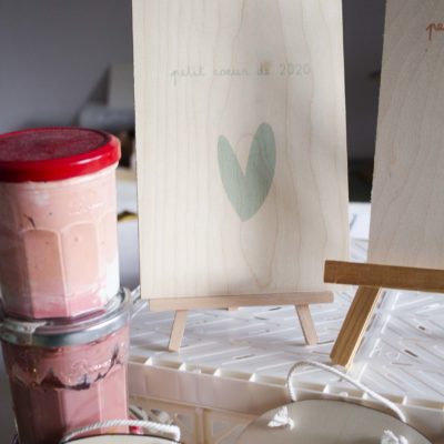 Sérigraphie A5 bois - Petit coeur de 2020 vert d'eau