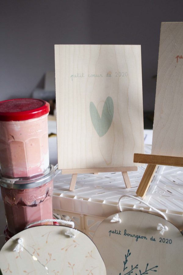 Sérigraphie A5 bois - Petit coeur de 2020 vert d'eau