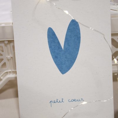 Sérigraphie A5 papier - Petit coeur - bleu