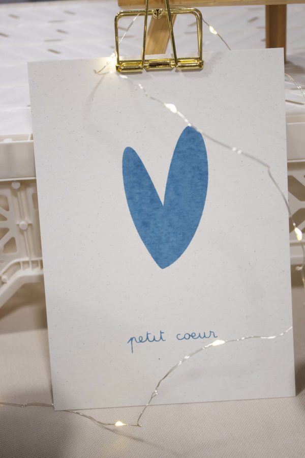 Sérigraphie A5 papier - Petit coeur - bleu
