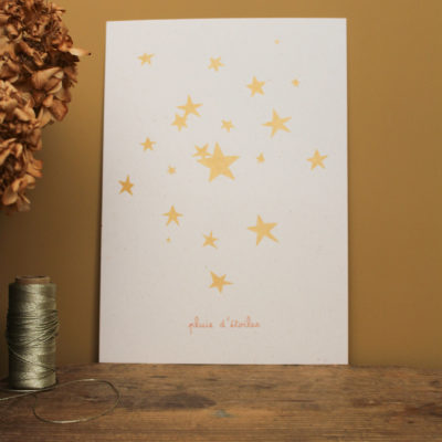 Sérigraphie Pluie d'étoiles - Doré/rose orangé
