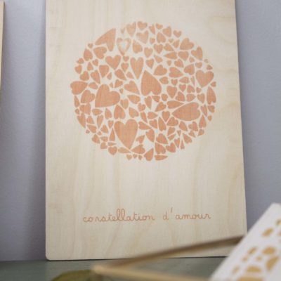 Sérigraphie A5 Constellation d'amour rose orangé