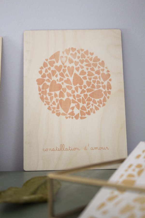 Sérigraphie A5 Constellation d'amour rose orangé