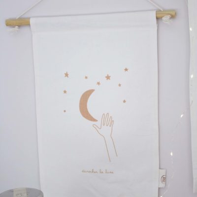 Affiche en tissu grand format - Décrocher la lune - beige
