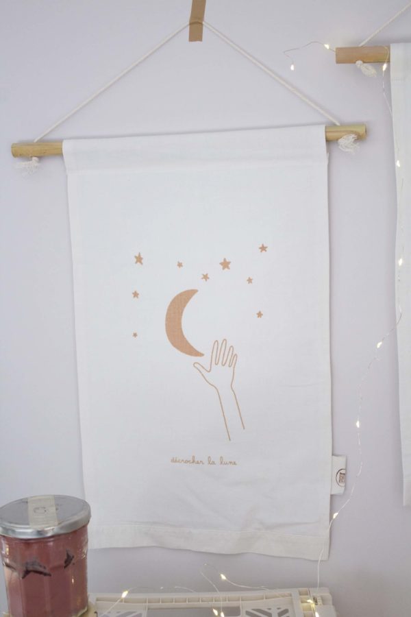 Affiche en tissu grand format - Décrocher la lune - beige