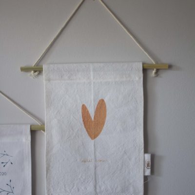 Affiche en tissu petit format - Petit coeur - rose orangé