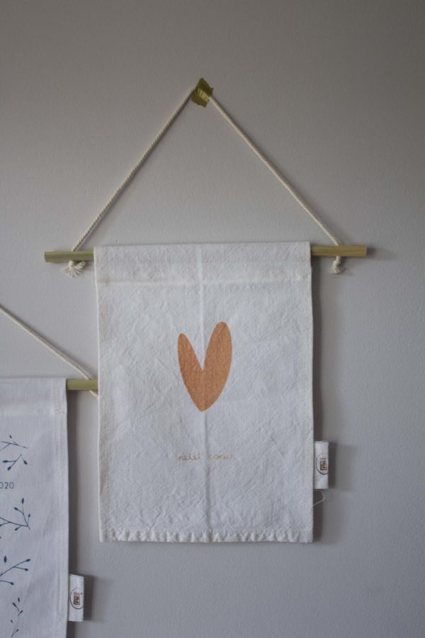 Affiche en tissu petit format - Petit coeur - rose orangé
