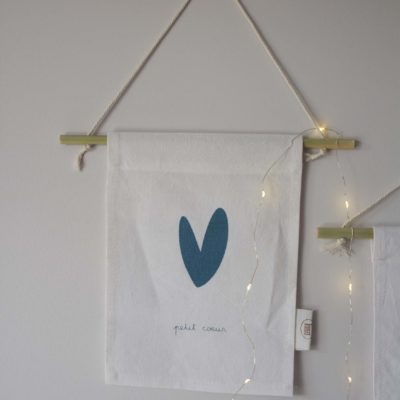 Affiche en tissu petit format - Petit coeur - bleu