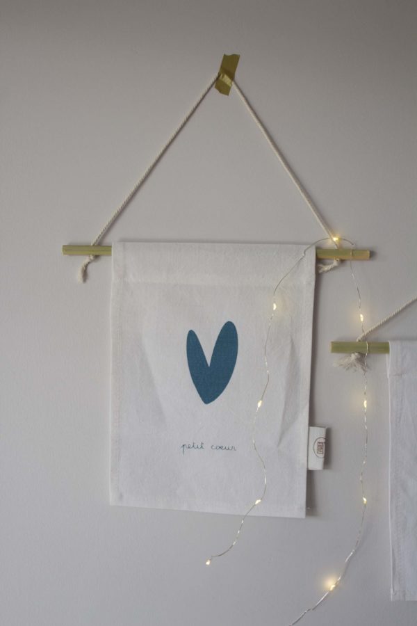 Affiche en tissu petit format - Petit coeur - bleu