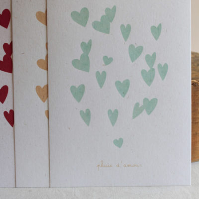 Sérigraphie pluie d'amour - vert d'eau