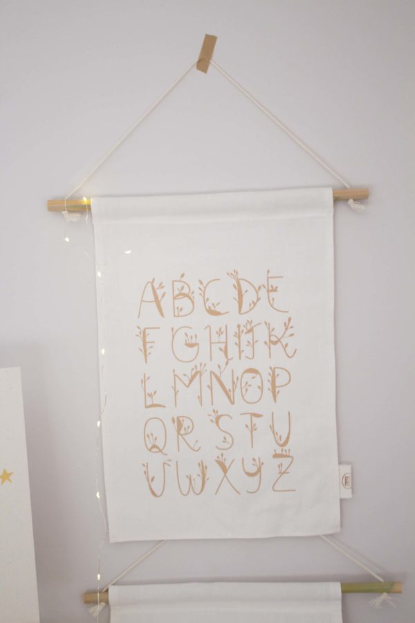 Affiche en tissu grand format - Abécédaire beige