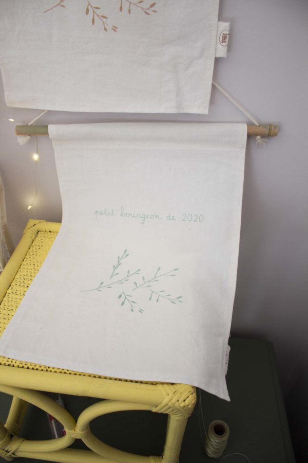 Affiche en tissu grand format - Petit bourgeon de 2020 - vert d'eau