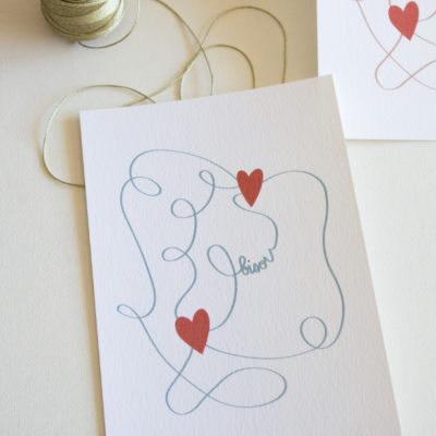Carte postale bisou - bleu