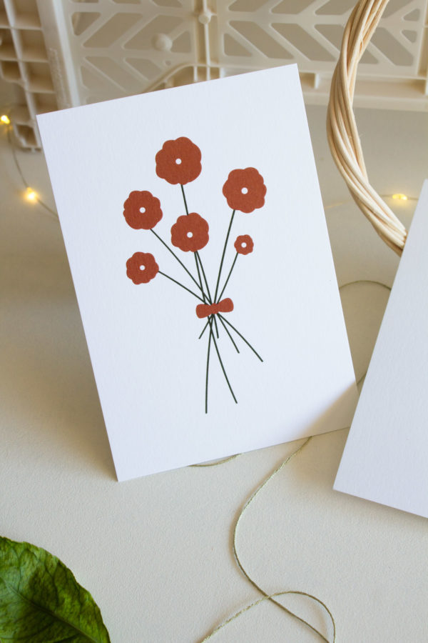 Carte postale bouquet de fleurs - orange sanguine