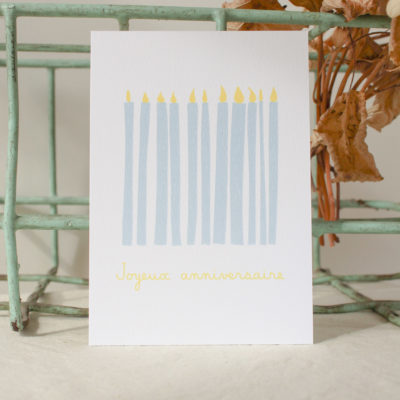 Carte postale d'anniversaire bougies - bleu