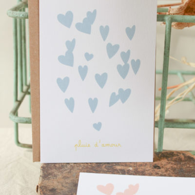 Carte postale pluie d'amour - bleu