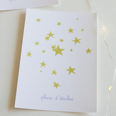 Carte postale pluie d'etoiles - bleu