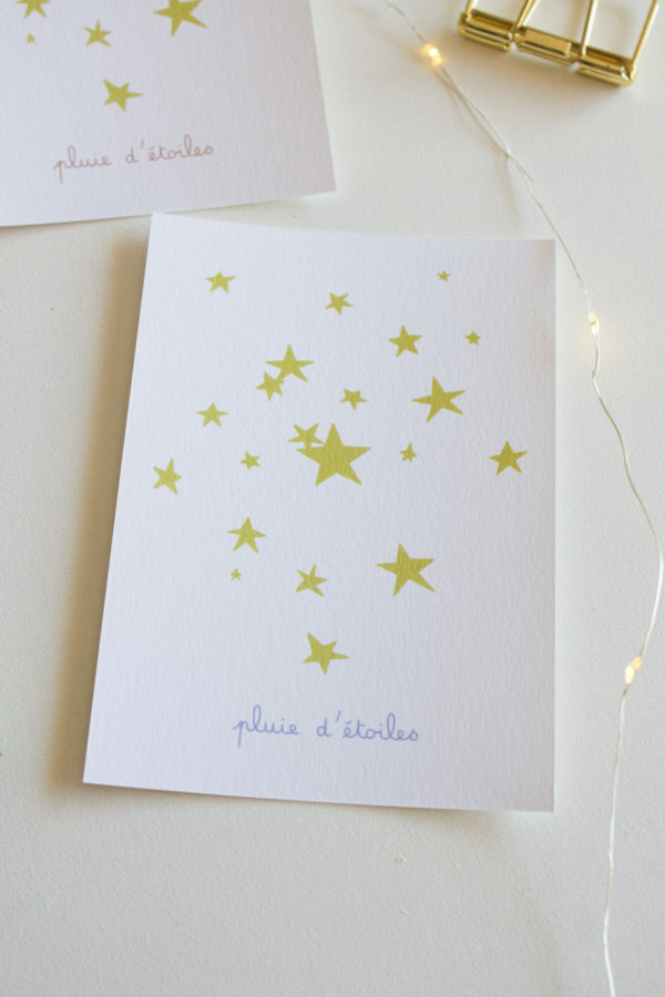 Carte postale pluie d'etoiles - bleu