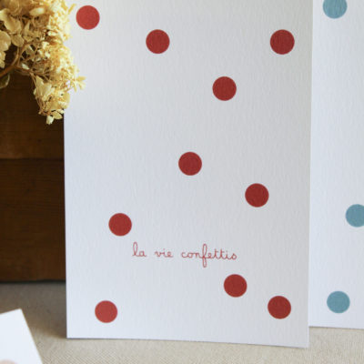 Carte postale la vie confettis - rouge