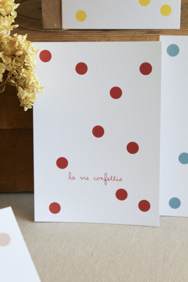 Carte postale la vie confettis - rouge