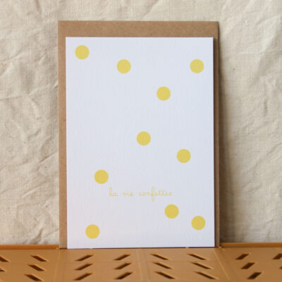 Carte postale la vie confettis - jaune