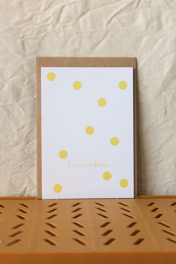 Carte postale la vie confettis - jaune