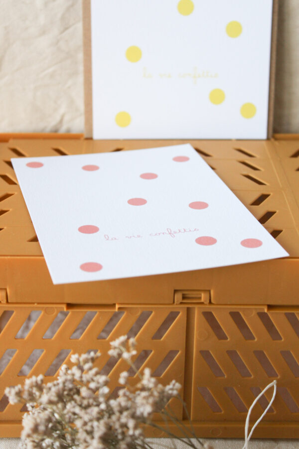 Carte postale la vie confettis - rose