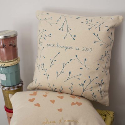 Coussin petit bourgeon de 2020 - bleu